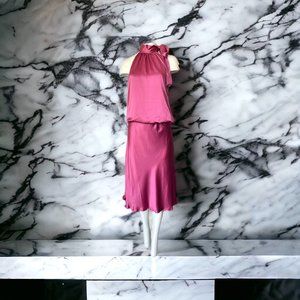 Lynn Lugo Women's Casual formal Halter Long Cocktail Dress 100% Silk Made In USA